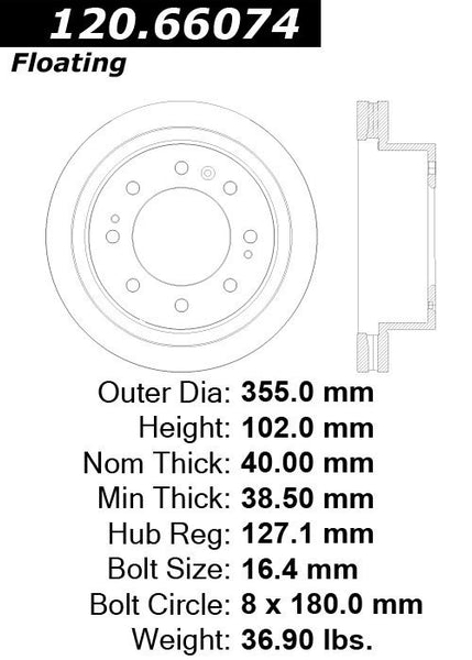 Centric Premium Front Pair Brake Rotors 2014-2015 Chevrolet SILVERADO 2500 HD - 120.66074 - (2015 2014)