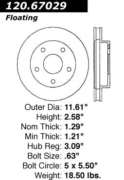 Centric Premium Front Pair Brake Rotors 1994-1999 Dodge RAM 1500 [4WD;]- 120.67029 - (1999 1998 1997 1996 1995 1994)