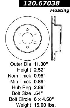 Centric Premium Front Pair Brake Rotors 1998-2002 Dodge DURANGO - 120.67038 - (2002 2001 2000 1999 1998)