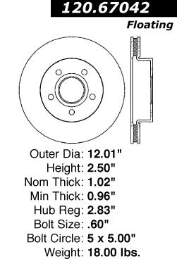 Centric Premium Front Pair Brake Rotors 1999-2004 Jeep GRAND CHEROKEE - 120.67042 - (2004 2003 2002 2001 2000 1999)