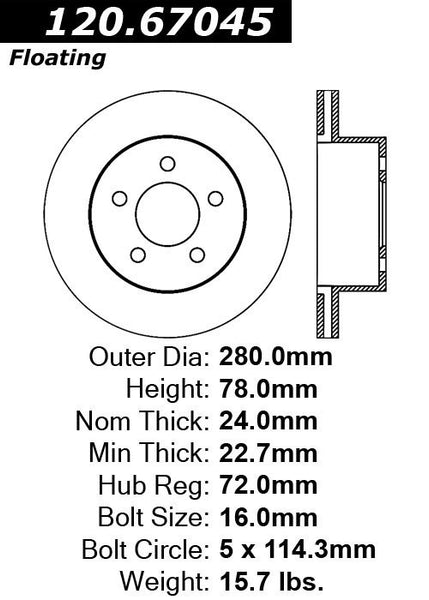 Centric Premium Front Pair Brake Rotors 2000-2006 Jeep WRANGLER - 120.67045 - (2006 2005 2004 2003 2002 2001 2000)