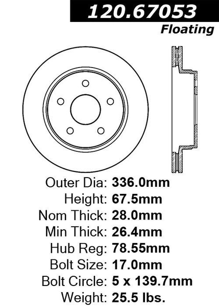 Centric Premium Front Pair Brake Rotors 2006-2006 Dodge RAM 1500 ST [Crew Cab Pickup; RWD;]- 120.67053 - (2006)