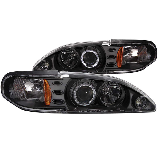 ANZO USA Projector Headlight Set w/Halo for 1994-1998 Ford Mustang - 121038 - (1998 1997 1996 1995 1994)