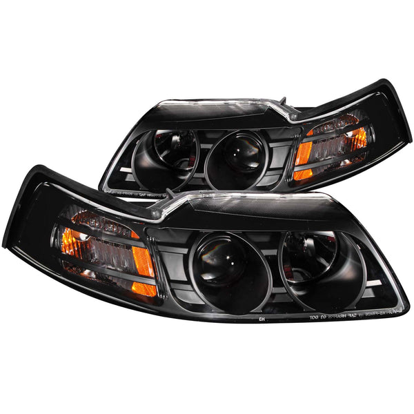 ANZO USA Projector Headlight Set for 1999-2004 Ford Mustang - 121042 - (2004 2003 2002 2001 2000 1999)