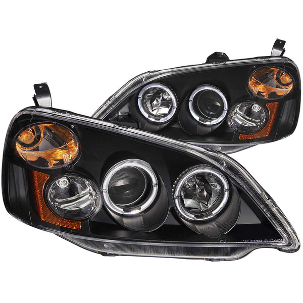 ANZO USA Projector Headlight Set w/Halo for 2002-2003 Honda Civic EX - 121055 - (2003 2002)