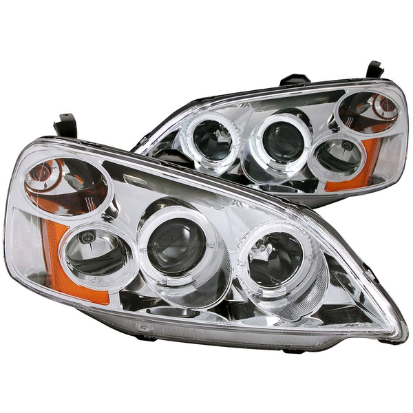 ANZO USA Projector Headlight Set w/Halo for 2002-2003 Honda Civic GX - 121056 - (2003 2002)