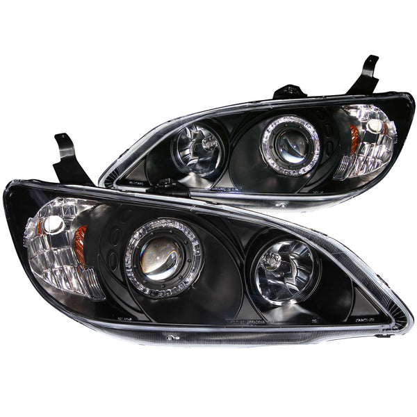 ANZO USA Projector Headlight Set w/Halo for 2004-2005 Honda Civic GX - 121059 - (2005 2004)