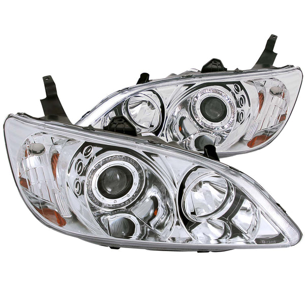 ANZO USA Projector Headlight Set w/Halo for 2004-2005 Honda Civic LX - 121060 - (2005 2004)