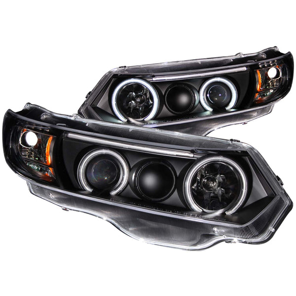 ANZO USA Projector Headlight Set w/Halo for 2006-2011 Honda Civic DX Coupe - 121062 - (2011 2010 2009 2008 2007 2006)