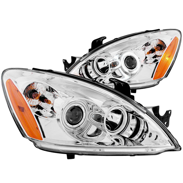 ANZO USA Projector Headlight Set w/Halo for 2004-2006 Mitsubishi Lancer OZ Rally - 121103 - (2006 2005 2004)