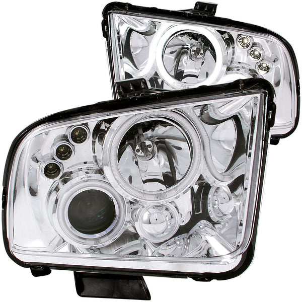 ANZO USA Projector Headlight Set w/Halo for 2007-2009 Ford Mustang Base - 121162 - (2009 2008 2007)