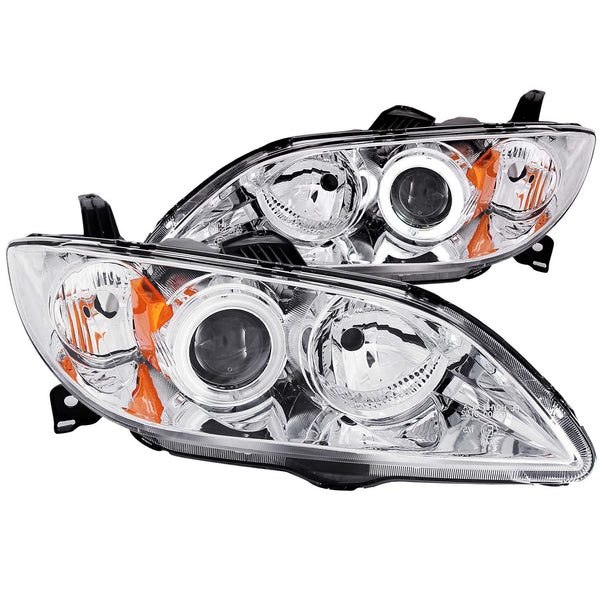 ANZO USA Projector Headlight Set w/Halo for 2004-2008 Mazda 3 S Sedan - 121211 - (2008 2007 2006 2005 2004)