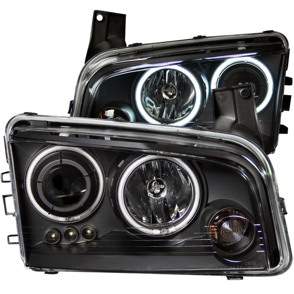 ANZO USA Projector Headlight Set w/Halo for 2006-2010 Dodge Charger - 121218 - (2010 2009 2008 2007 2006)