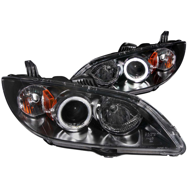 ANZO USA Projector Headlight Set w/Halo for 2004-2008 Mazda 3 i Sedan - 121228 - (2008 2007 2006 2005 2004)