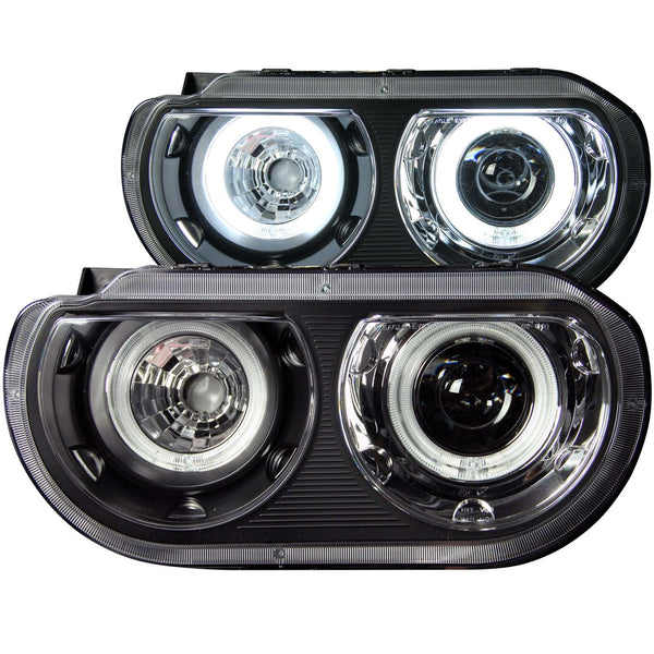 ANZO USA Projector Headlight Set w/Halo for 2011-2014 Dodge Challenger - 121306 - (2014 2013 2012 2011)