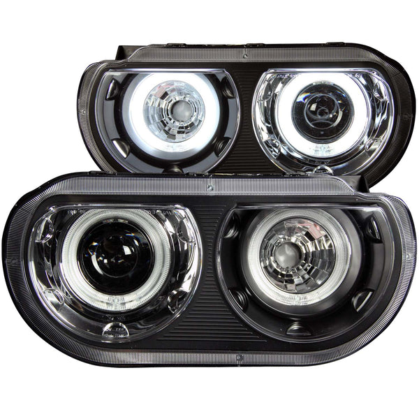 ANZO USA Projector Headlight Set w/Halo for 2009-2010 Dodge Challenger SXT - 121308 - (2010 2009)