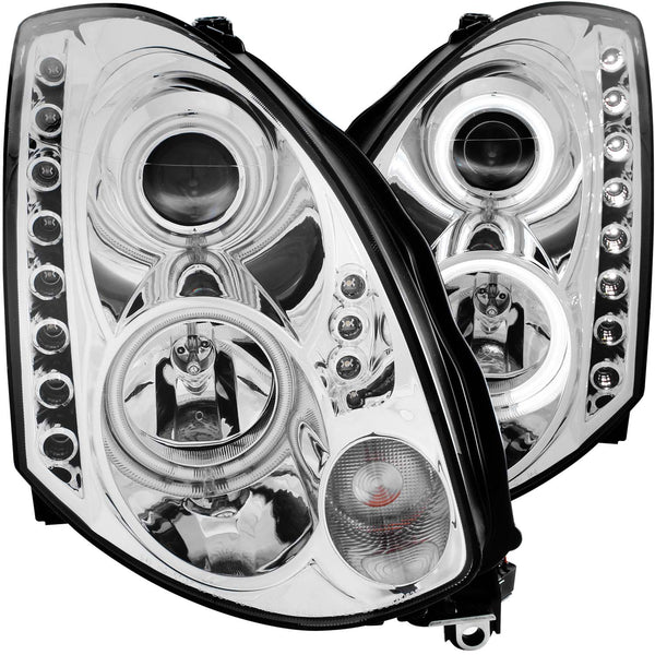 ANZO USA Projector Headlight Set w/Halo for 2004-2005 Infiniti G35 Base Coupe - 121364 - (2005 2004)