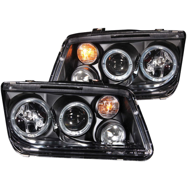 ANZO USA Projector Headlight Set w/Halo for 1999-2005 Volkswagen Jetta - 121369 - (2005 2004 2003 2002 2001 2000 1999)