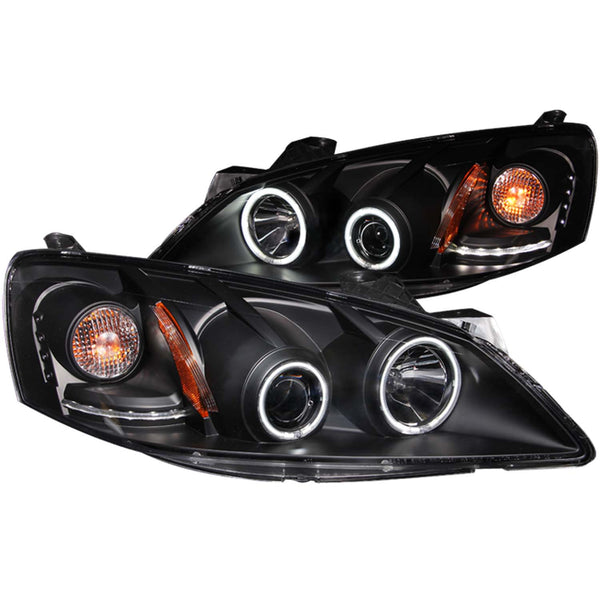 ANZO USA Projector Headlight Set w/Halo for 2005-2010 Pontiac G6 - 121371 - (2010 2009 2008 2007 2006 2005)