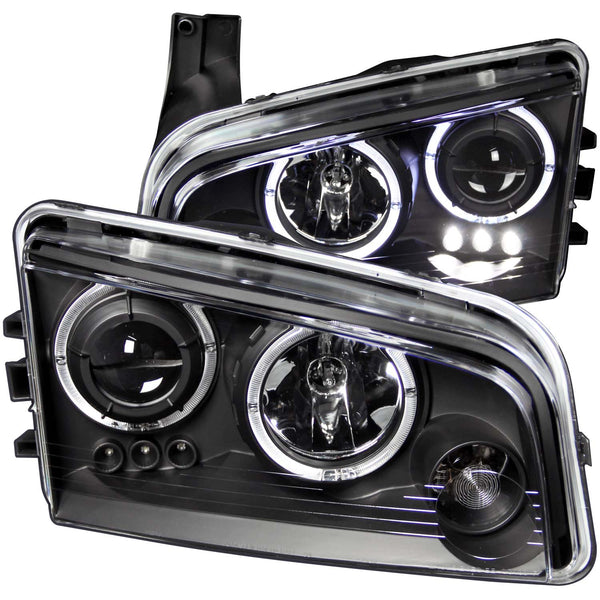 ANZO USA Projector Headlight Set w/Halo for 2006-2010 Dodge Charger - 121381 - (2010 2009 2008 2007 2006)