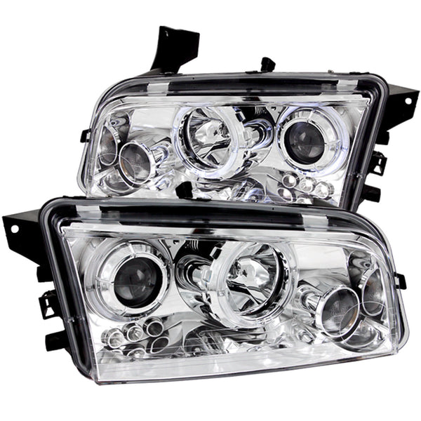 ANZO USA Projector Headlight Set w/Halo for 2006-2010 Dodge Charger - 121382 - (2010 2009 2008 2007 2006)