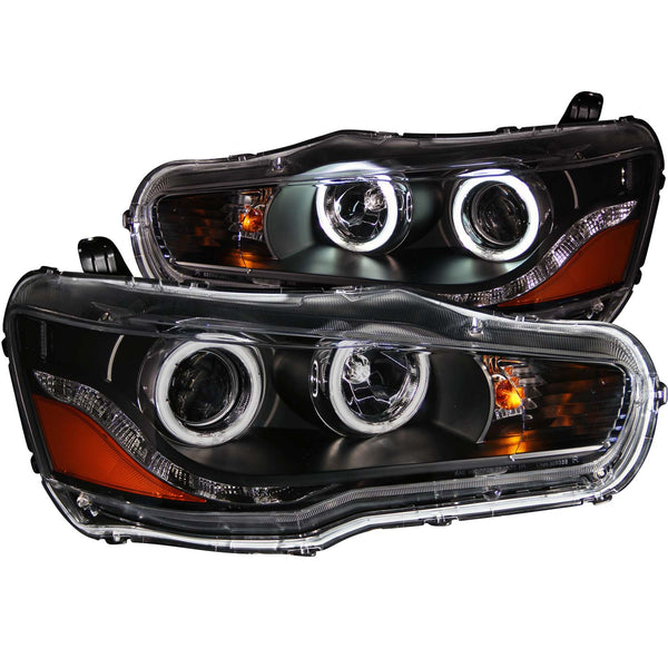 ANZO USA Projector Headlight Set w/Halo for 2008-2015 Mitsubishi Lancer - 121428 - (2015 2014 2013 2012 2011 2010 2009 2008)