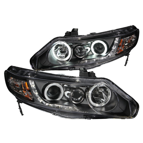 ANZO USA Projector Headlight Set w/Halo for 2008-2008 Honda Civic DX-G Sedan - 121454 - (2008)