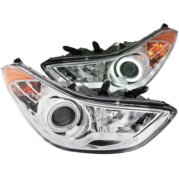 ANZO USA Projector Headlight Set w/Halo for 2011-2012 Hyundai Elantra GL - 121455 - (2012 2011)