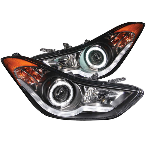 ANZO USA Projector Headlight Set w/Halo for 2011-2012 Hyundai Elantra L - 121456 - (2012 2011)