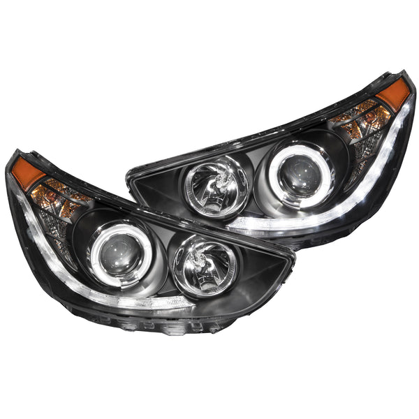 ANZO USA Projector Headlight Set w/Halo for 2013-2013 Hyundai Accent SE Hatchback - 121476 - (2013)