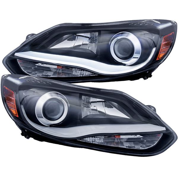 ANZO USA Projector Headlight Set for 2012-2015 Ford Focus - 121490 - (2015 2014 2013 2012)