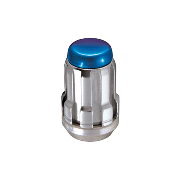 McGard M12 x 1.5 Tuner Style Cone Seat Lug Nuts-Chrome w/Blue Caps 2002-2006 Acura RSX Type-S - [2006 2005 2004 2003 2002] - 65357BC
