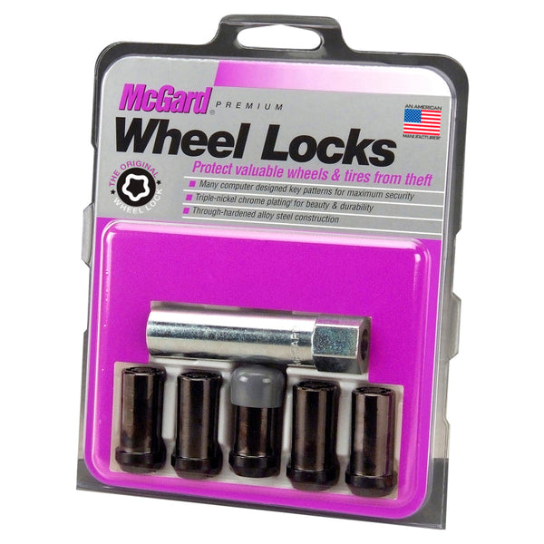 McGard 1/2-20 5-Lock Black Tuner Style Cone Seat Wheel Locks- 1.60 OAL 2002-2009 Jeep Grand Cherokee Overland - [2009 2008 2007 2006 2005 2004 2003 2002] - 25540BK