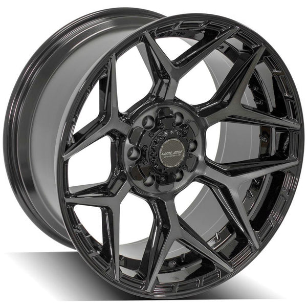 4PLAY 4P06 Gloss Black w/ Brushed Face & Tinted Clear Wheels for 2021-2022 GMC YUKON [] - 20x10 -18 mm - 20"  - (2022 2021)