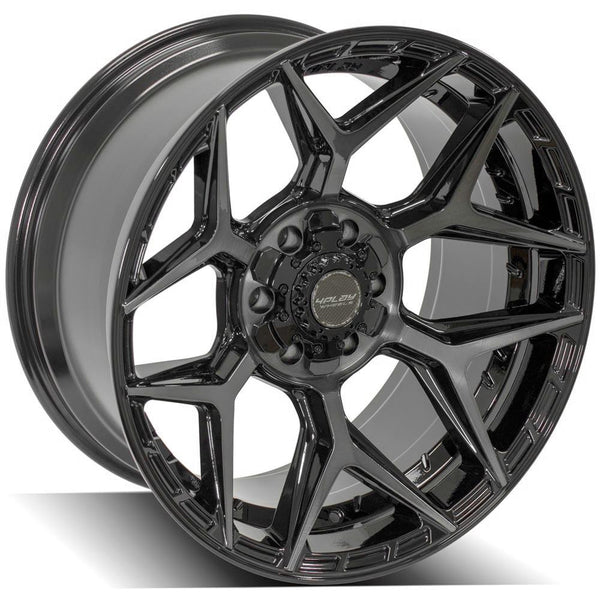 4PLAY 4P06 Gloss Black w/ Brushed Face & Tinted Clear Wheels for 2019-2022 GMC SIERRA 1500 [] - 20x10 -18 mm - 20"  - (2022 2021 2020 2019)