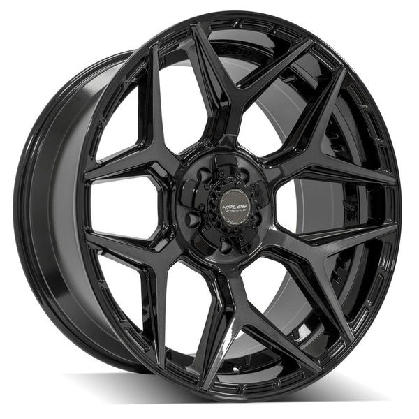 4PLAY 4P06 Gloss Black w/ Brushed Face & Tinted Clear Wheels for 2007-2023 Jeep Wrangler   [] - 22x10 -18 mm - 22"  - (2023 2022 2021 2020 2019 2018 2017 2016 2015 2014 2013 2012 2011 2010 2009 2008 2007)