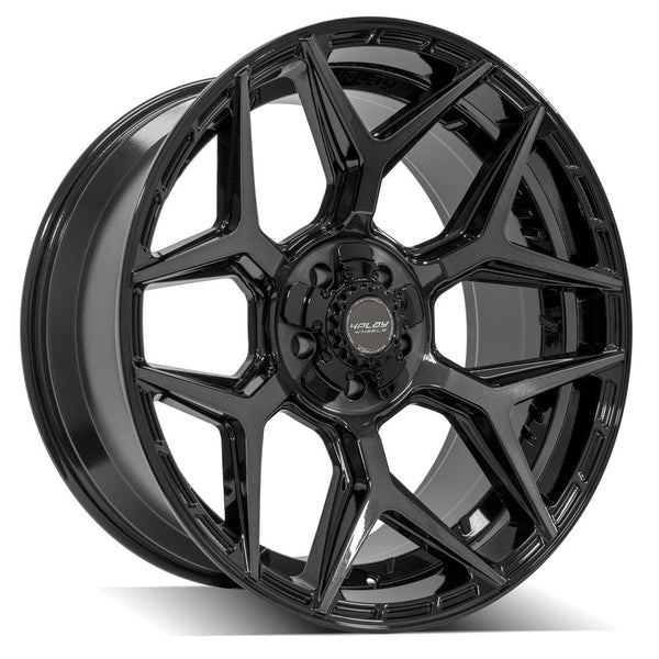 4PLAY 4P06 Gloss Black w/ Brushed Face & Tinted Clear Wheels for 2020-2023 Jeep Gladiator   [] - 22x10 -18 mm - 22"  - (2023 2022 2021 2020)