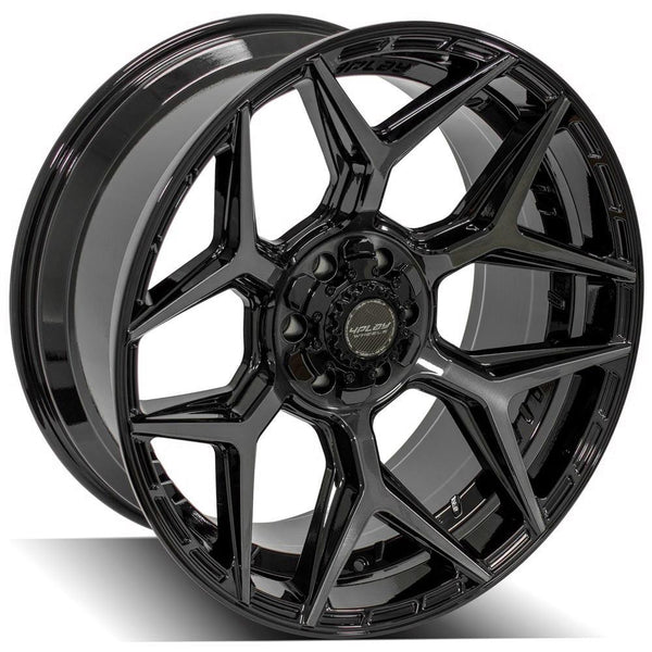4PLAY 4P06 Gloss Black w/ Brushed Face & Tinted Clear Wheels for 2021-2022 CHEVROLET TAHOE [] - 22x10 -18 mm - 22"  - (2022 2021)