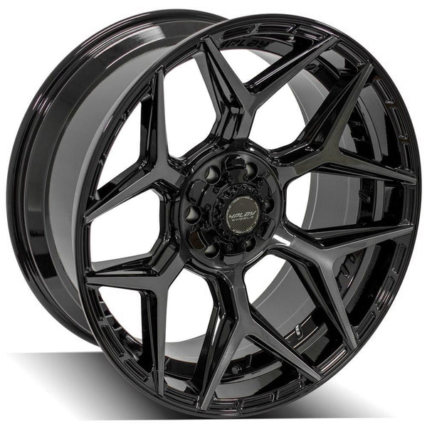 4PLAY 4P06 Gloss Black w/ Brushed Face & Tinted Clear Wheels for 2019-2022 CHEVROLET SILVERADO 1500 [] - 22x10 -18 mm - 22"  - (2022 2021 2020 2019)