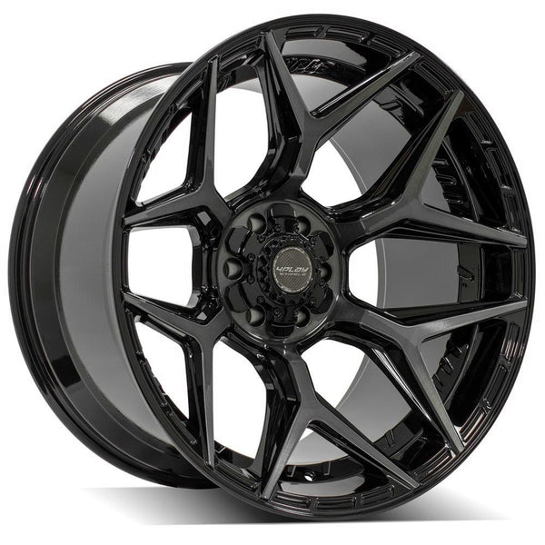4PLAY 4P06 Gloss Black w/ Brushed Face & Tinted Clear Wheels for 2023-2023 Toyota Tundra    [] - 22x12 -44 mm - 22"  - (2023)