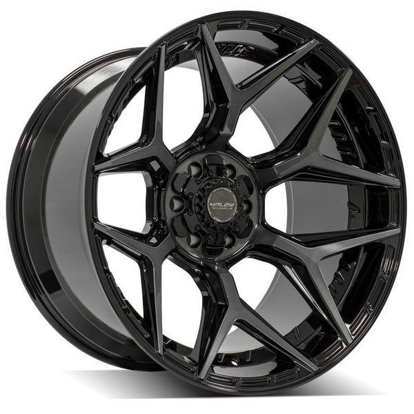 4PLAY 4P06 Gloss Black w/ Brushed Face & Tinted Clear Wheels for 2006-2008 Lincoln Mark LT   [] - 22x12 -44 mm - 22"  - (2008 2007 2006)