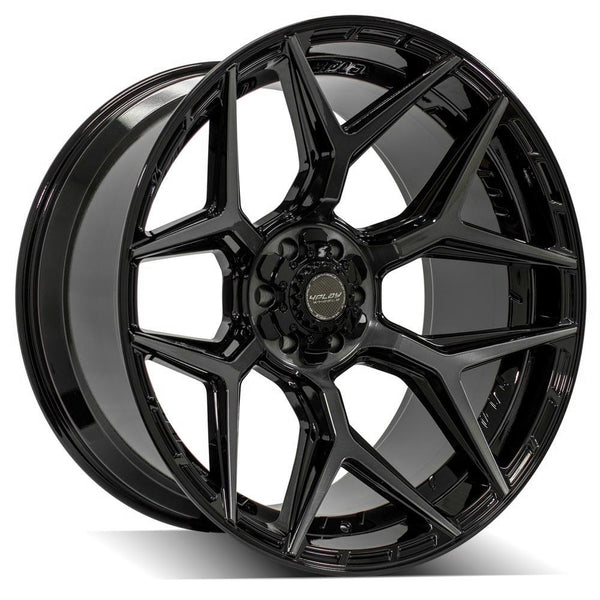 4PLAY 4P06 Gloss Black w/ Brushed Face & Tinted Clear Wheels for 2006-2010 Hummer H3    [] - 24x12 -44 mm - 24"  - (2010 2009 2008 2007 2006)