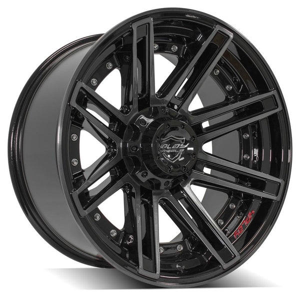 4PLAY 4P08 Gloss Black w/ Brushed Face & Tinted Clear Wheels for 2020-2023 Jeep Gladiator   [] - 20x10 -24 mm - 20"  - (2023 2022 2021 2020)