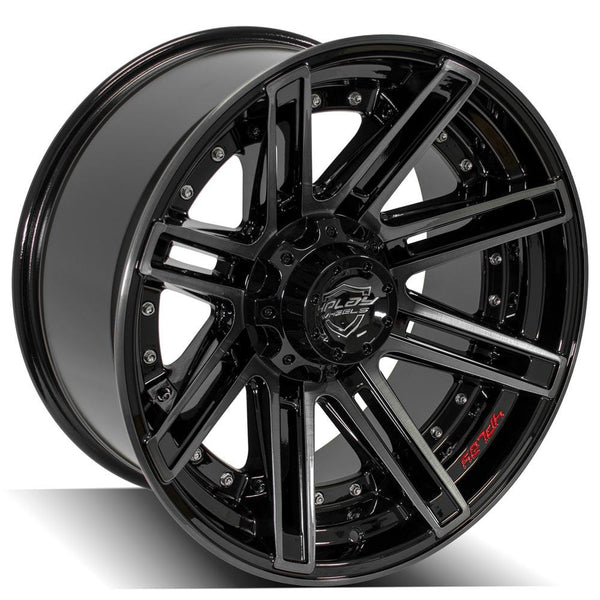 4PLAY 4P08 Gloss Black w/ Brushed Face & Tinted Clear Wheels for 2019-2022 GMC SIERRA 1500 [] - 20x10 -18 mm - 20"  - (2022 2021 2020 2019)