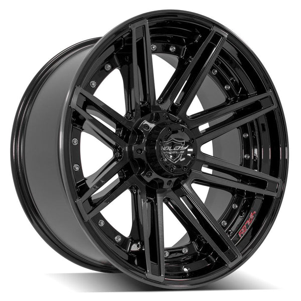 4PLAY 4P08 Gloss Black w/ Brushed Face & Tinted Clear Wheels for 1992-1996 Ford F-150   [] - 22x10 -24 mm - 22"  - (1996 1995 1994 1993 1992)