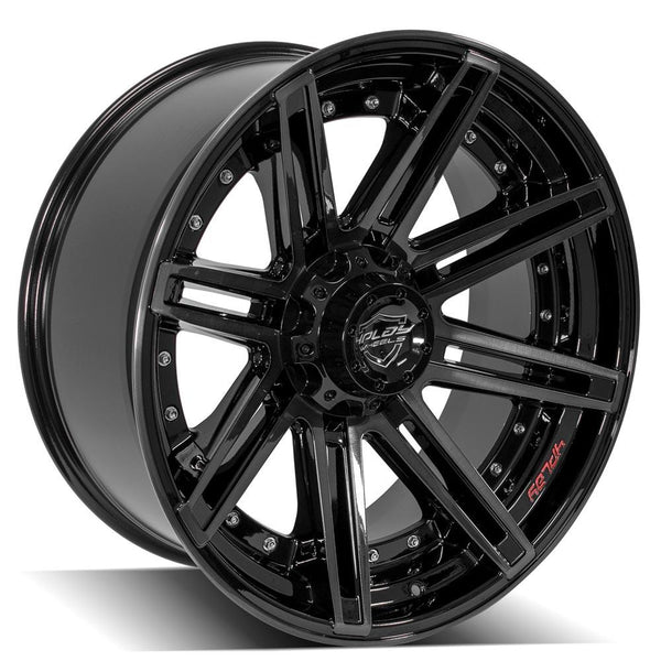 4PLAY 4P08 Gloss Black w/ Brushed Face & Tinted Clear Wheels for 2021-2022 GMC YUKON [] - 22x10 -18 mm - 22"  - (2022 2021)