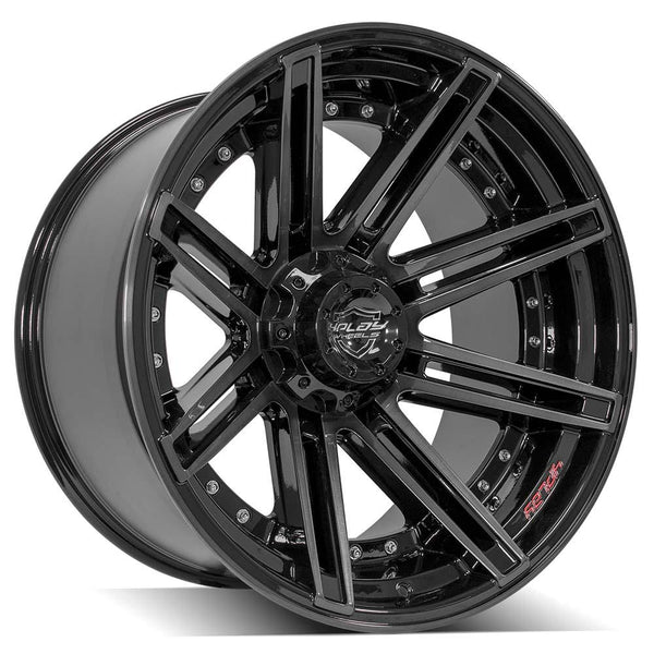 4PLAY 4P08 Gloss Black w/ Brushed Face & Tinted Clear Wheels for 2020-2023 Jeep Gladiator   [] - 22x12 -44 mm - 22"  - (2023 2022 2021 2020)