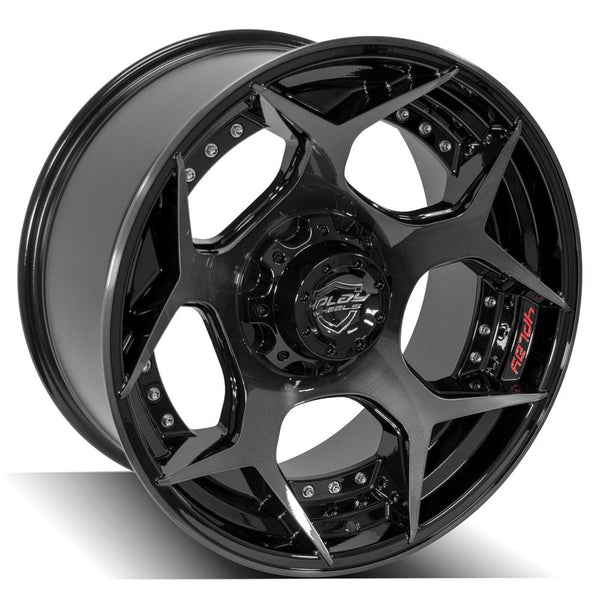 4PLAY 4P50 Gloss Black w/ Brushed Face & Tinted Clear Wheels for 2021-2022 GMC YUKON [] - 20x10 -18 mm - 20"  - (2022 2021)