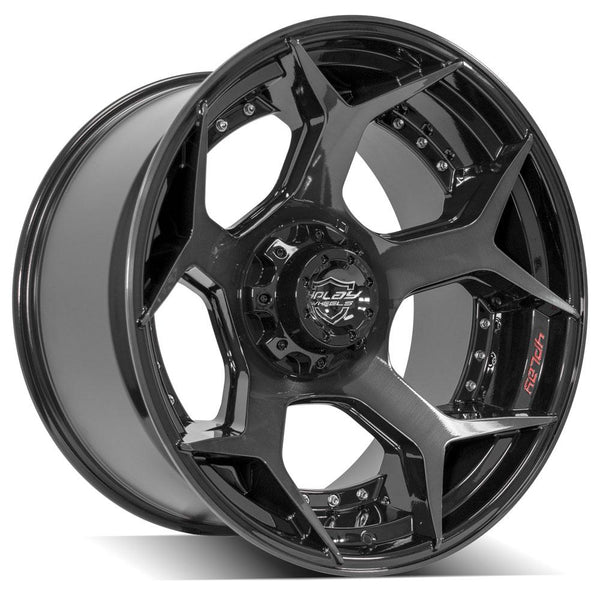 4PLAY 4P50 Gloss Black w/ Brushed Face & Tinted Clear Wheels for 2009-2023 Dodge Journey   [] - 22x12 -44 mm - 22"  - (2023 2022 2021 2020 2019 2018 2017 2016 2015 2014 2013 2012 2011 2010 2009)