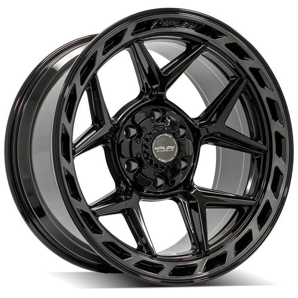 4PLAY 4P55 Gloss Black w/ Brushed Face & Tinted Clear Wheels for 1988-2000 Chevrolet K2500 (6-lug only)  [] - 20x10 -18 mm - 20"  - (2000 1999 1998 1997 1996 1995 1994 1993 1992 1991 1990 1989 1988)